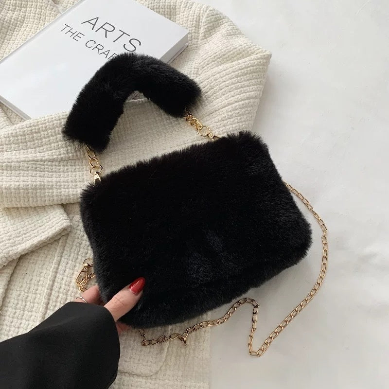 Borsa a tracolla quadrata in peluche