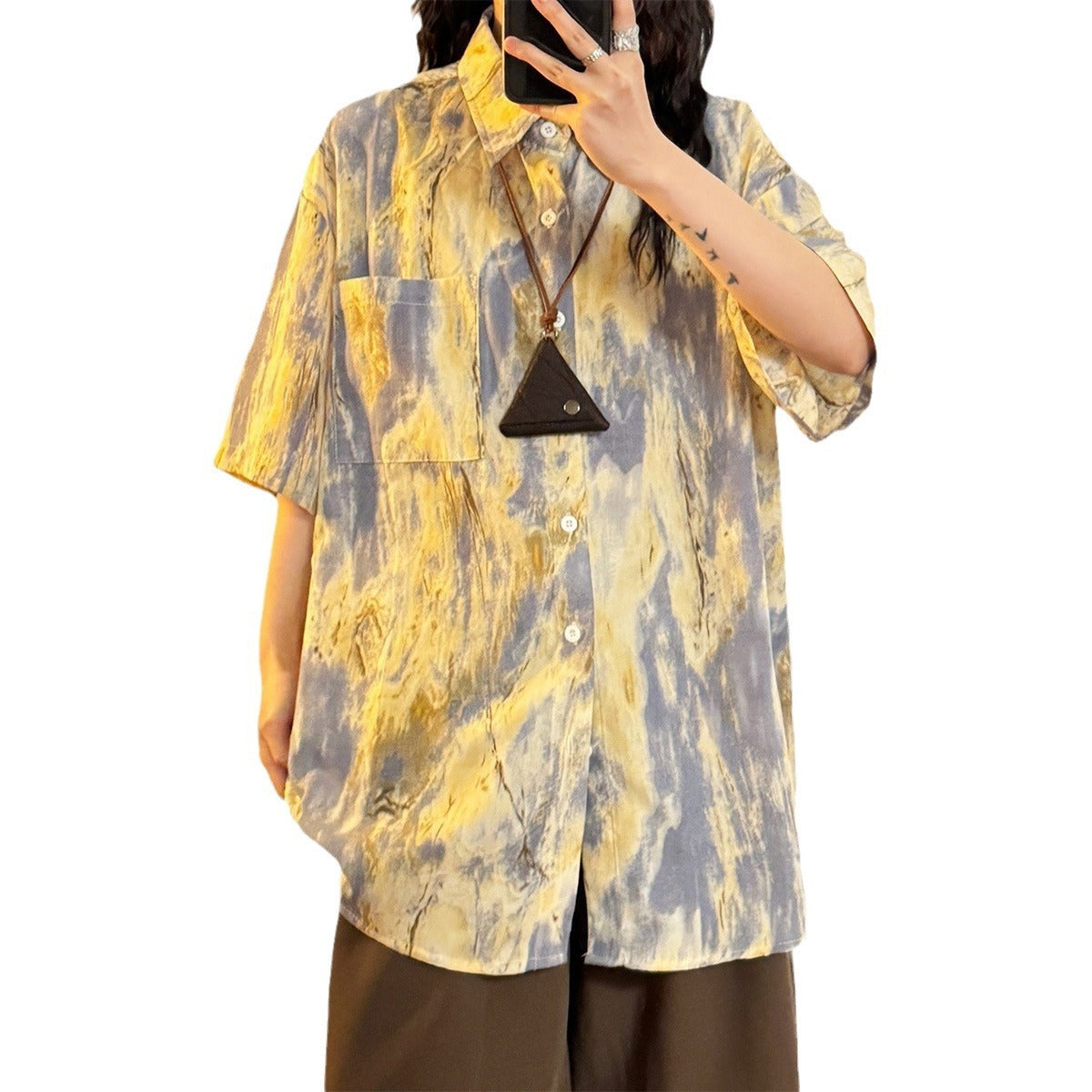 Chemise tie-dye Design Sense Niche à manches courtes