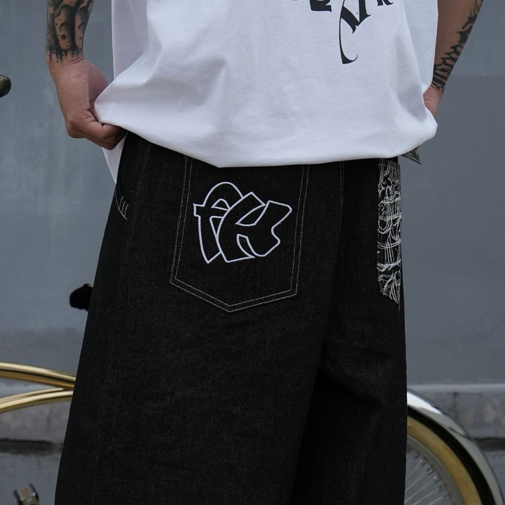 Fashionable Embroidered Denim Shorts