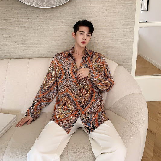 Chemise décontractée à imprimé ethnique totem