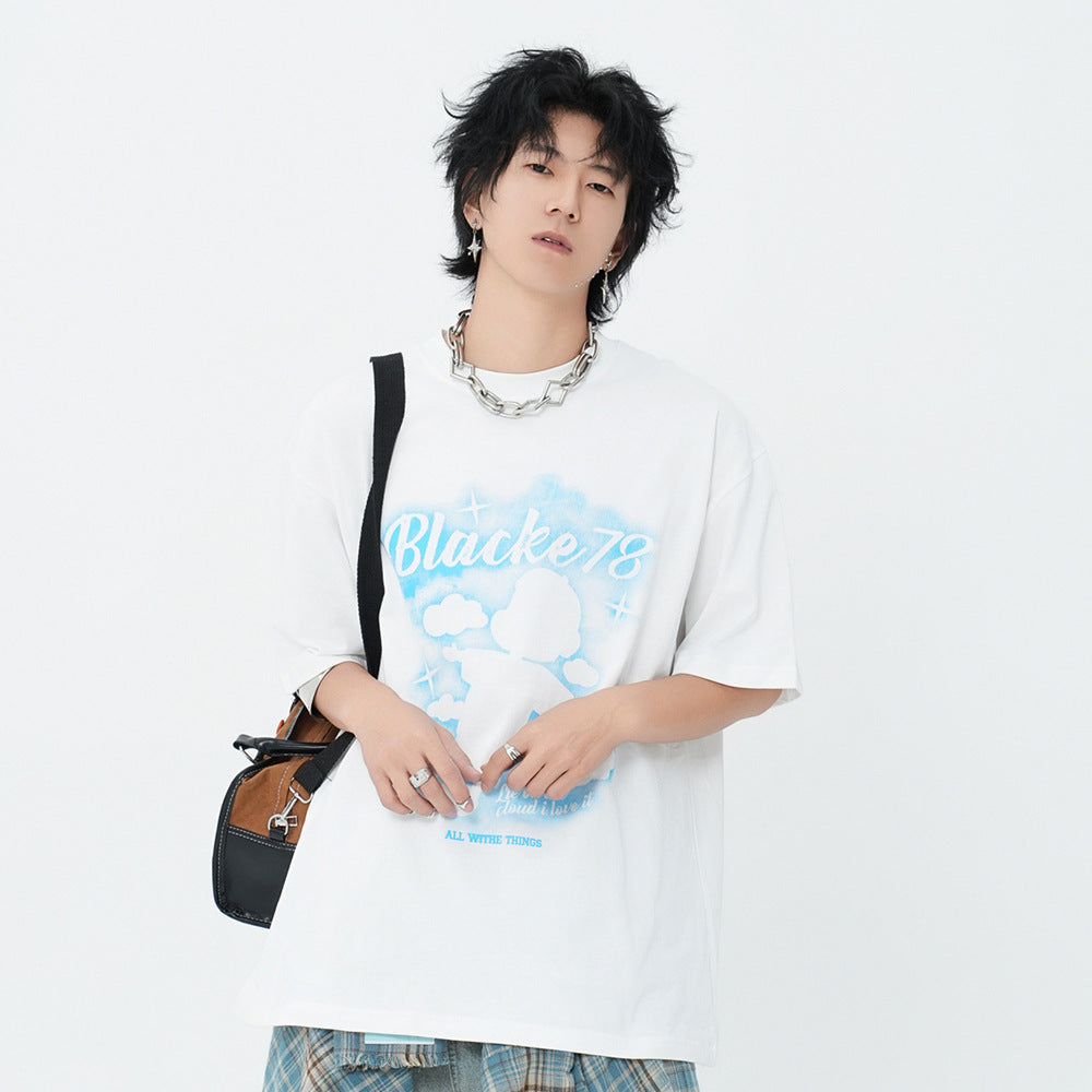 Homme à manches courtes imprimé abstrait de dessin animé