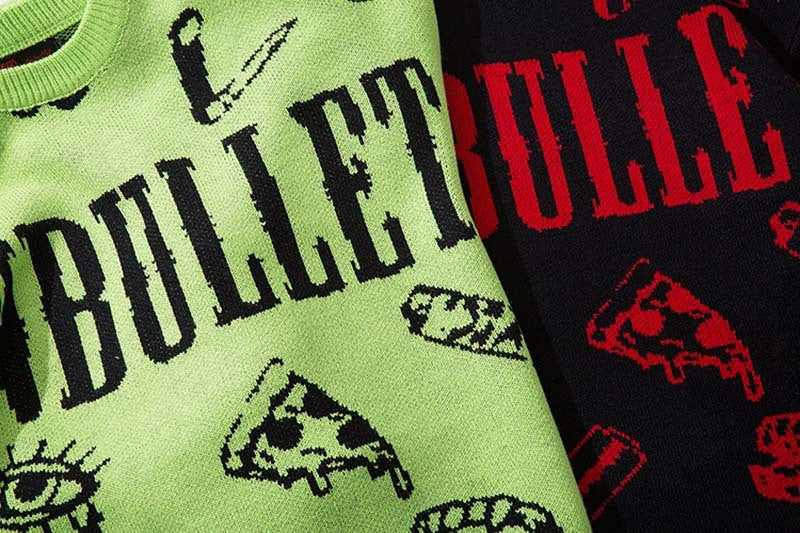 Hip Hop Letters Graffiti Jacquard Sweater Men's Tide