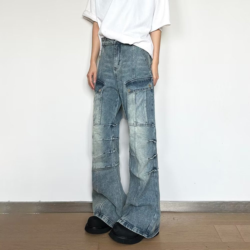 Jean ample délavé style rétro américain High Street Workwear