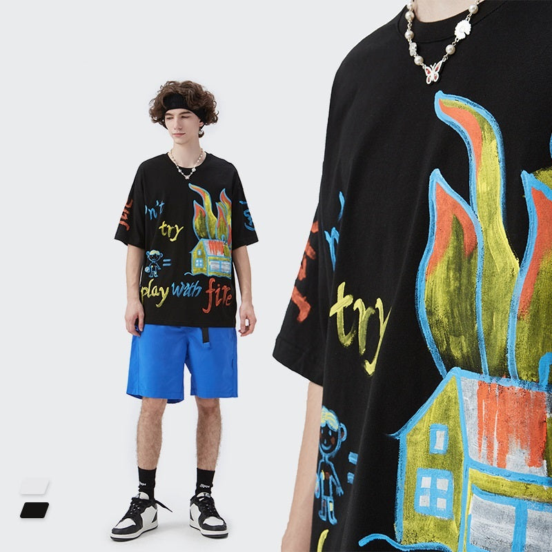 T-shirt à manches courtes Street Crayon Hand Brush