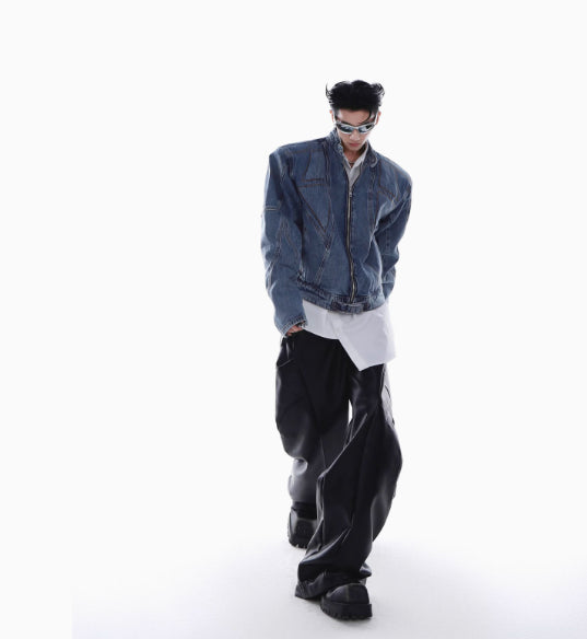 American Style Short Denim Coat For Men Spring And Autumn