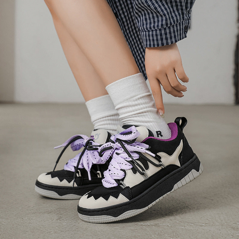 Chaussures décontractées de skateboard à contraste noir et blanc