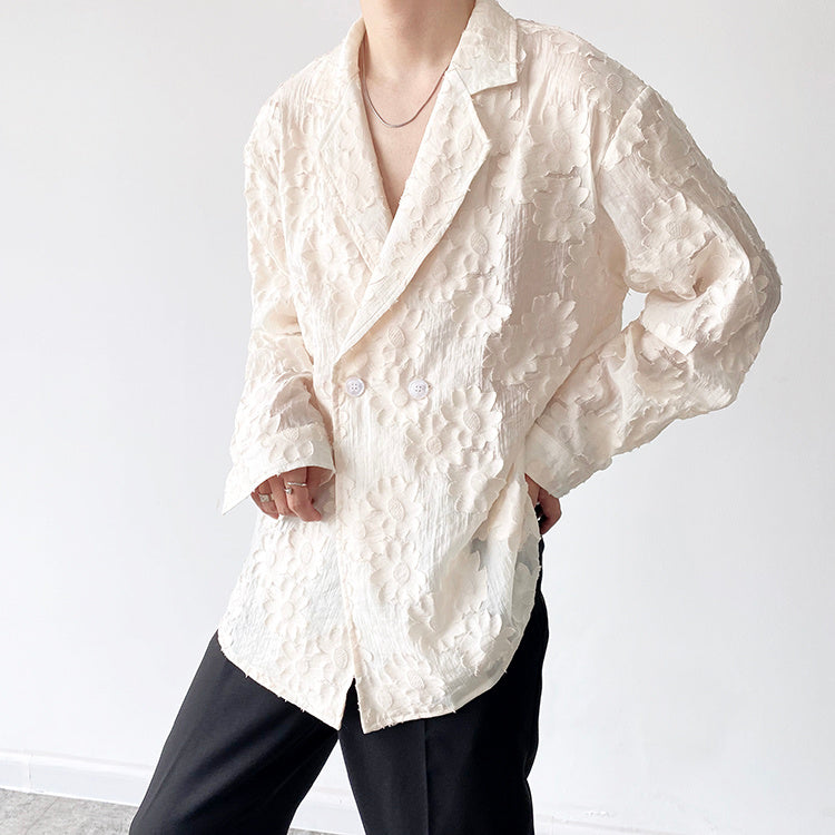 Embroidered Jacquard Apricot Shirt