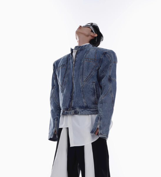 American Style Short Denim Coat For Men Spring And Autumn