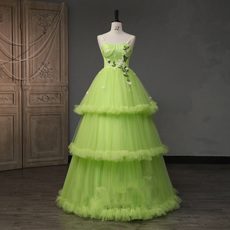 Robe de soirée duveteuse de la série Green Forest, nouveau style