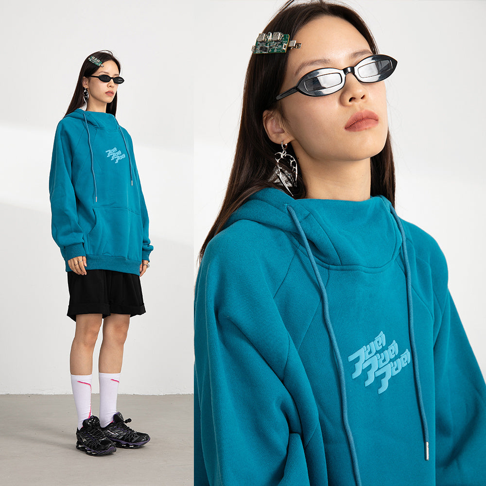 Loose hooded plus fleece sweater