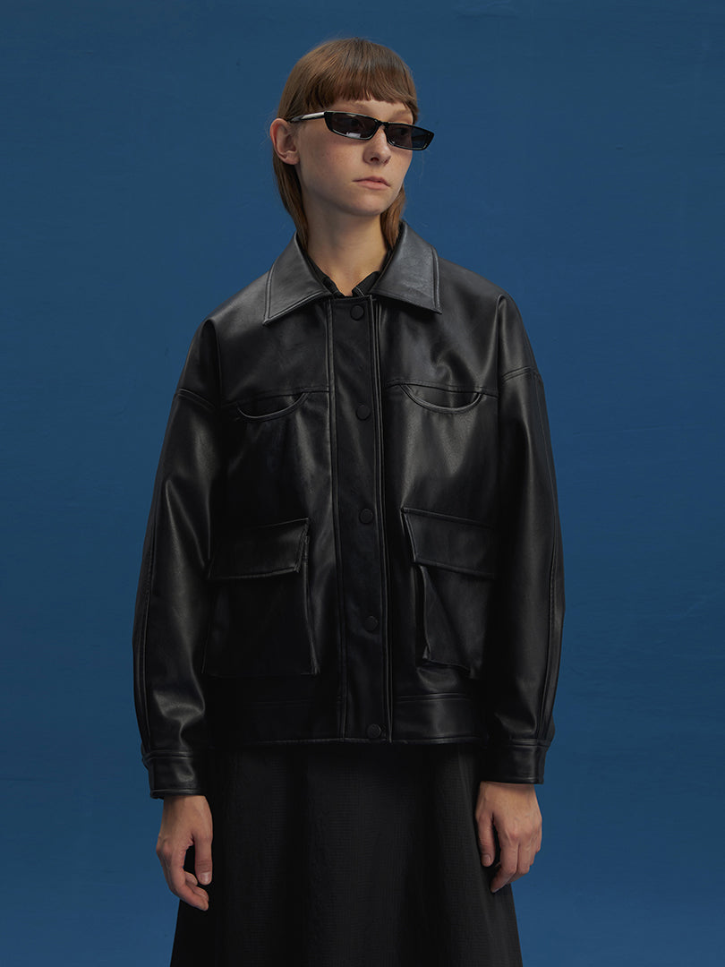 Leather biker jacket