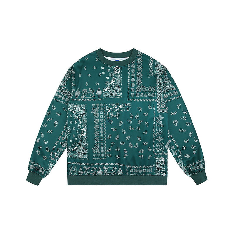 New Cashew Flower American Loose Crewneck Sweater