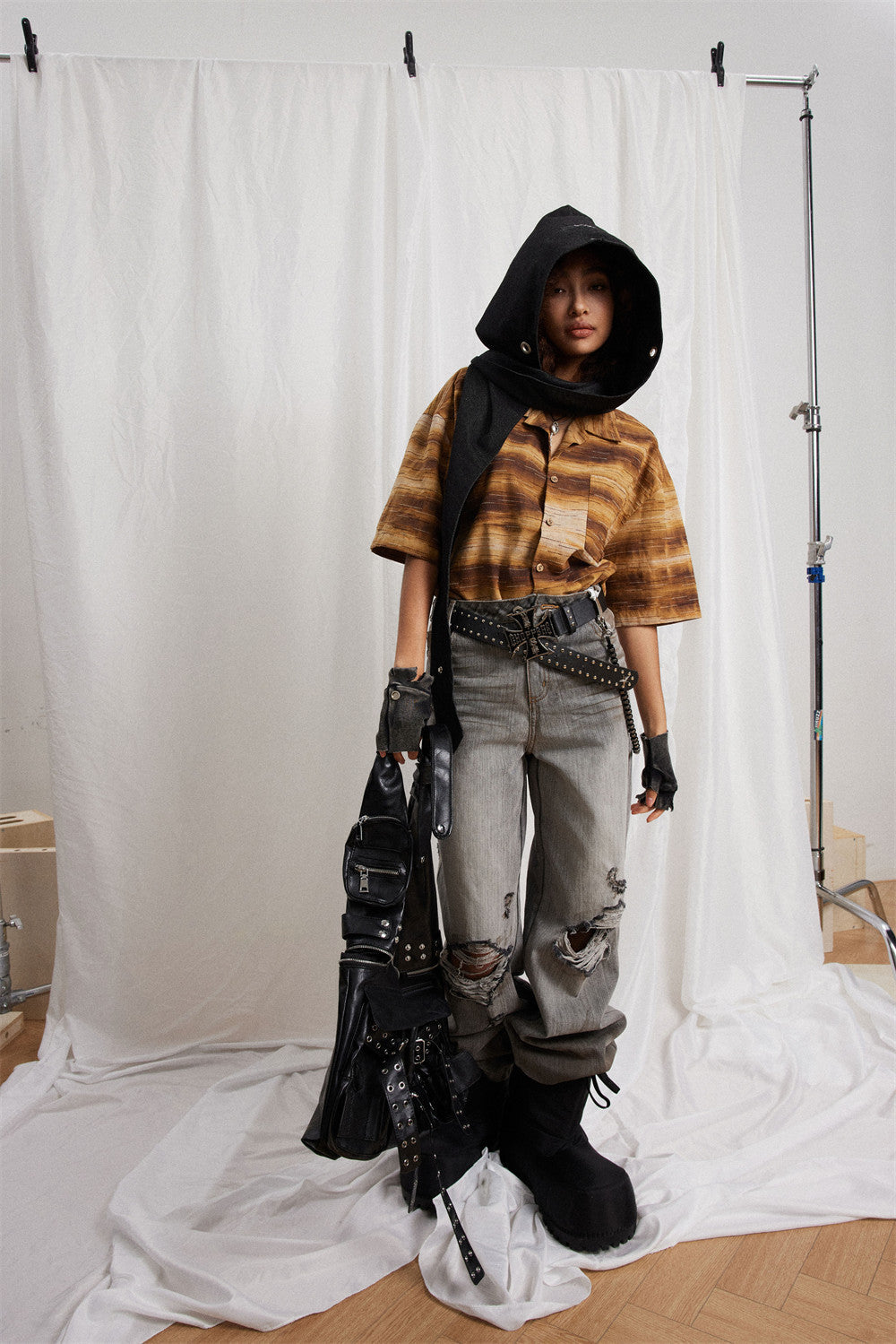 Gradient Striped Short-sleeved Shirt For Men