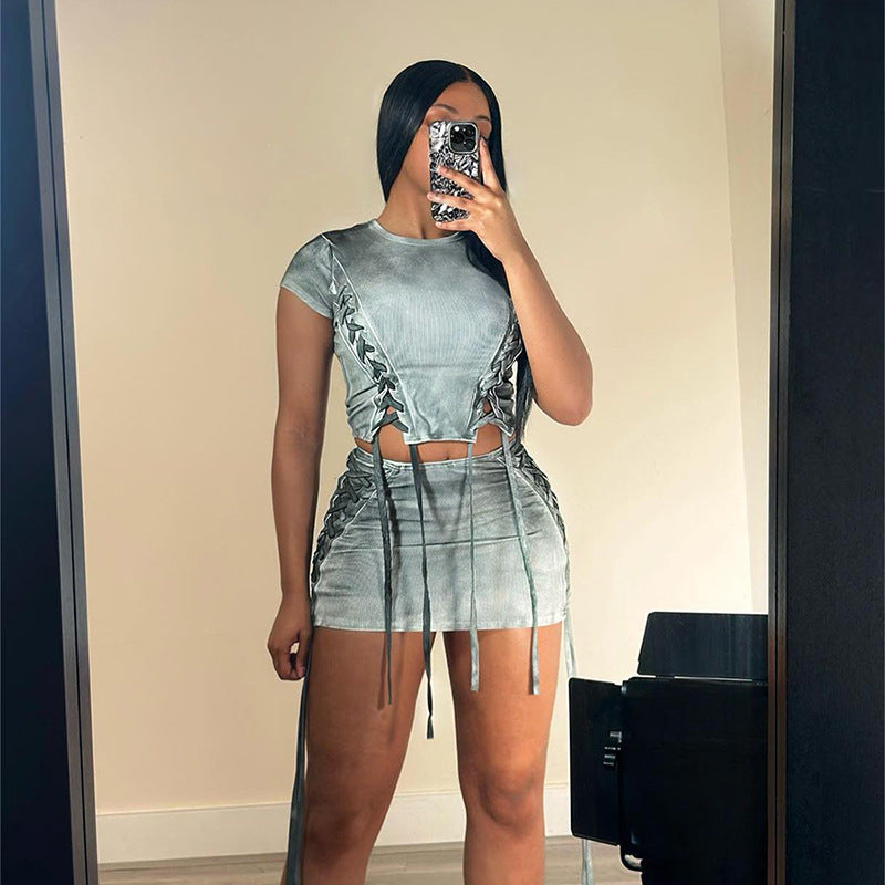 Combinaison taille haute plissée à cordon de serrage