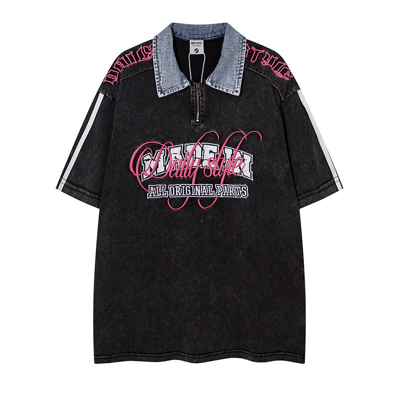 T-shirt a maniche corte con risvolto vecchio lavato di High Street