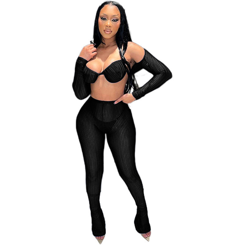 Ensemble pantalon slim à lacets tendance