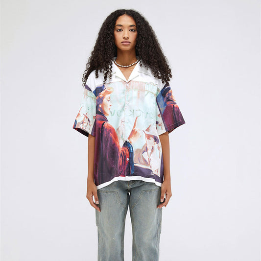 Chemise décontractée ample à manches courtes imprimée