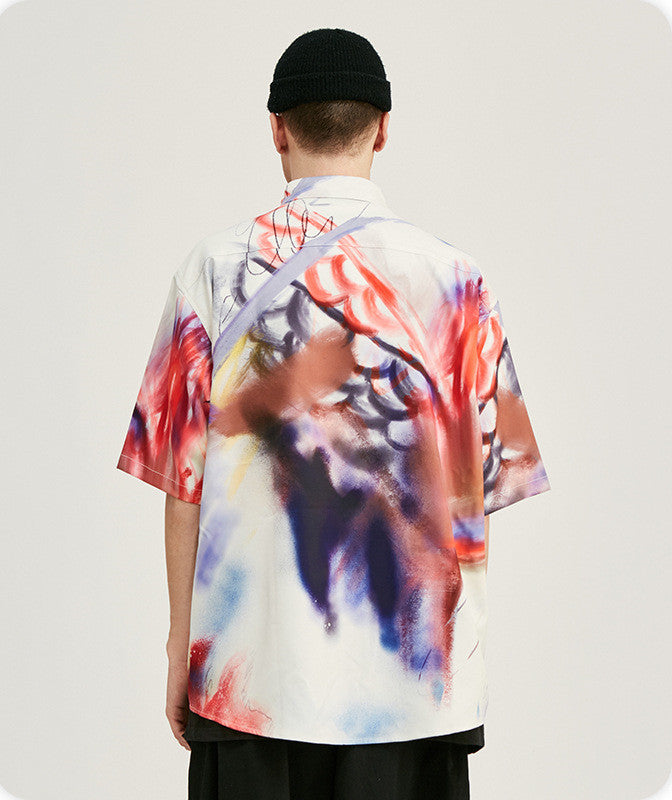 Chemise ample à manches courtes colorée