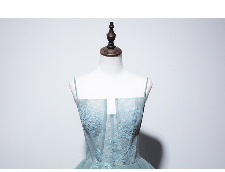 Grey Green Suspender Bra Evening Dress