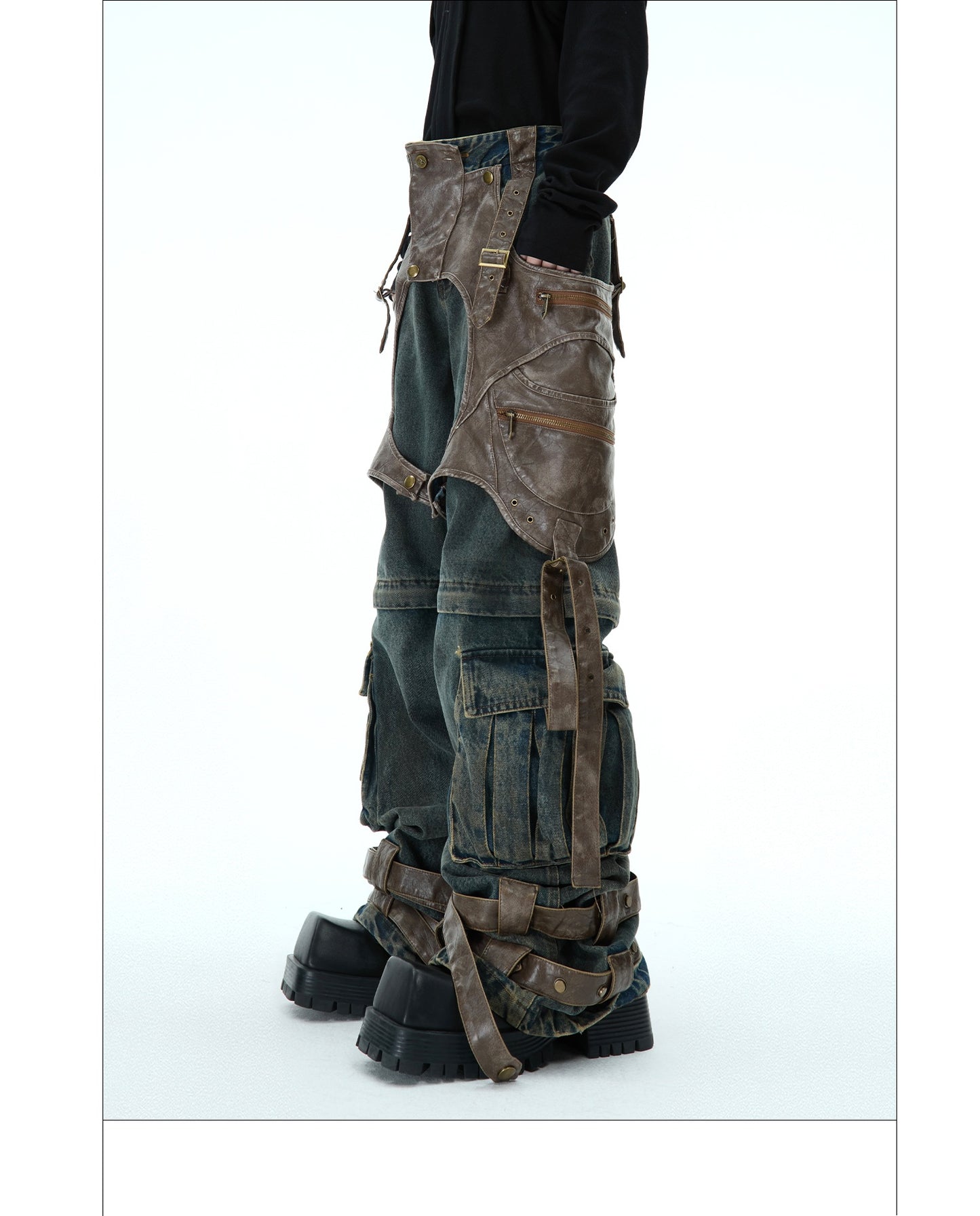 Jeans rétro déstructurés pour hommes, coutures détachables