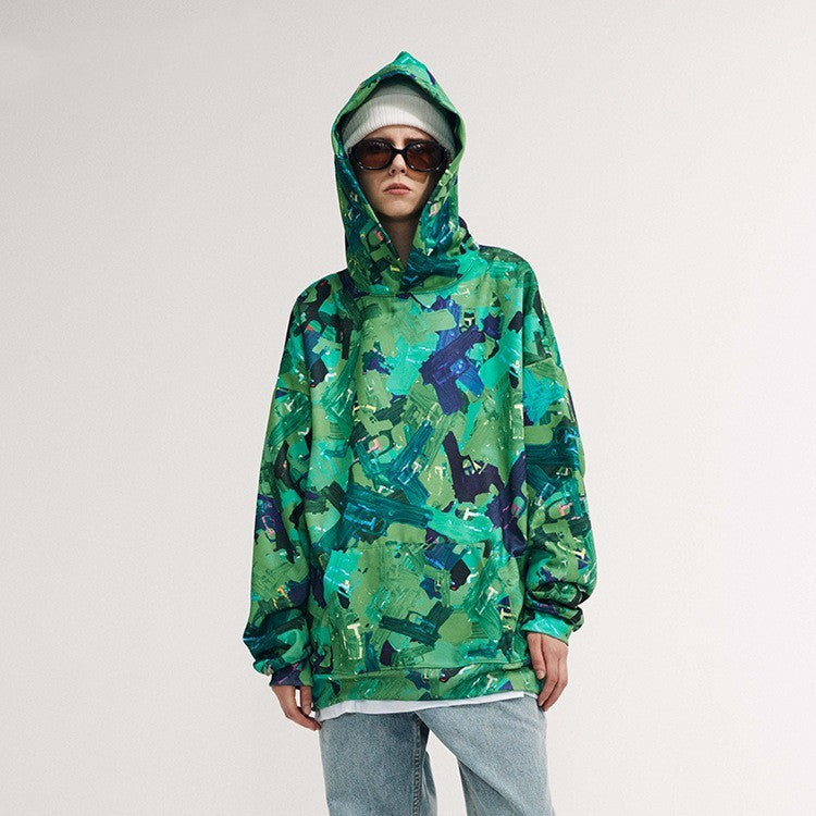 Maglione con cappuccio largo imbottito in velluto