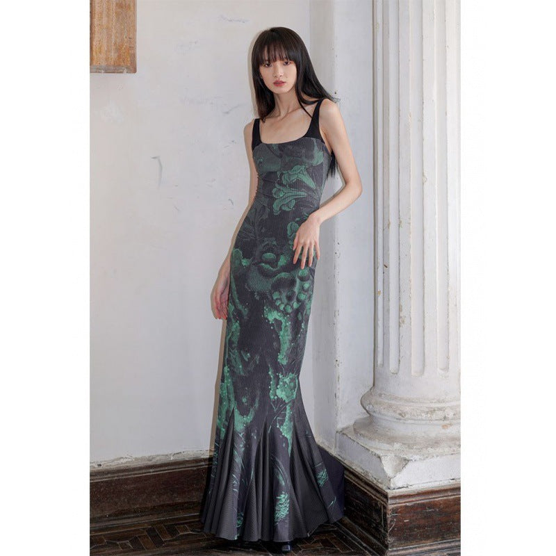 Fishtail Dress With Adjustable Suspenders