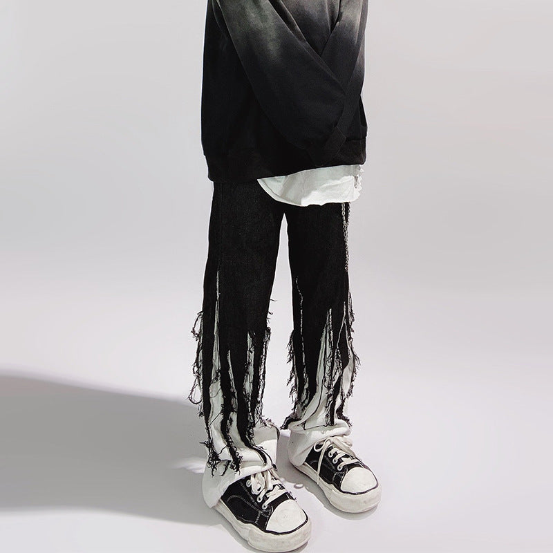 Loose Stitching Trousers High Street Wide Leg Pants Men