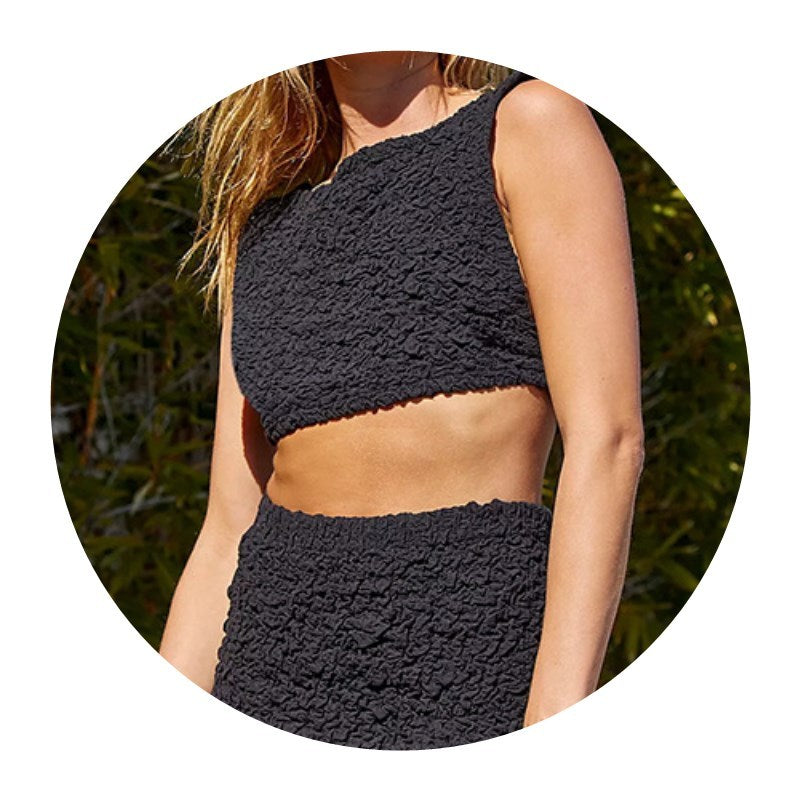 Jupe de costume décontractée en tissu plissé ombilical de couleur unie