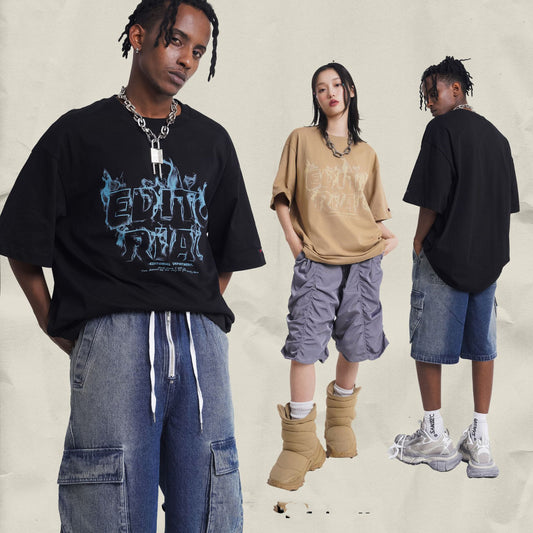 T-shirt à manches courtes imprimé original style streetwear ample