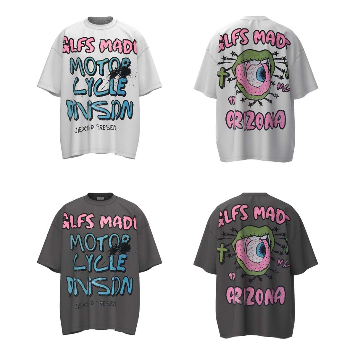 Creative Letters Printed Loose Casual Short-sleeved T-shirt