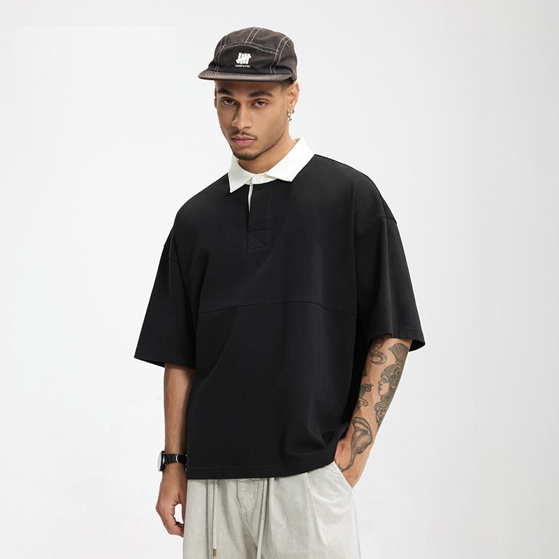 T-shirt à revers, polo de montagne de couleur contrastée