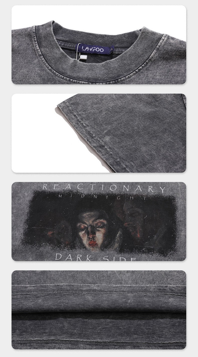 T-shirt à manches courtes neutre imprimé effet délavé rétro