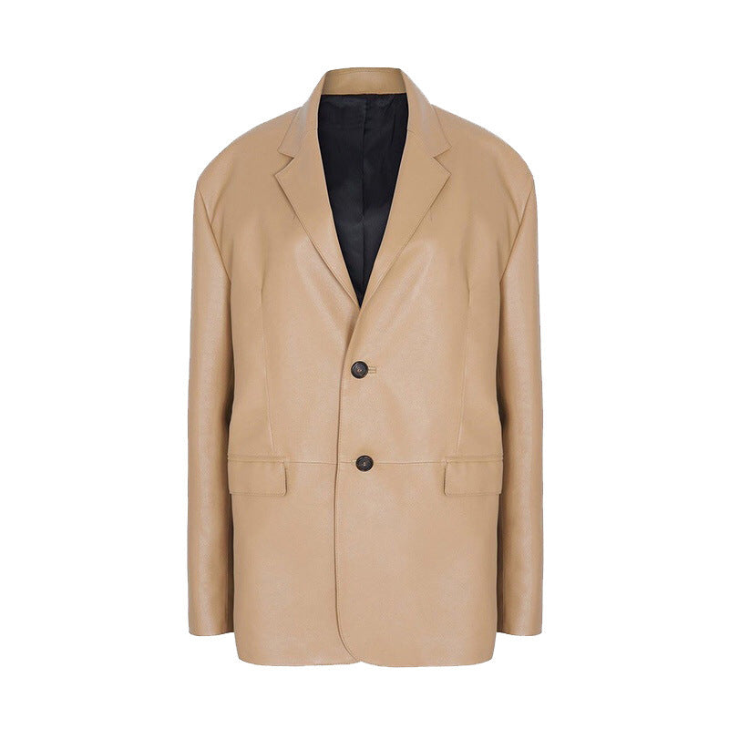 Leather Loose Profile Long-sleeved Cardigan Casual Jacket