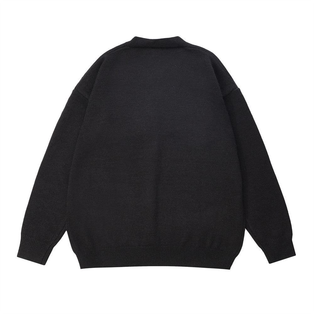 Cardigan tricoté à fermeture éclair et personnalité