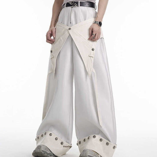 Pantalon punk décontracté en deux pièces avec fausse jupe-pantalon