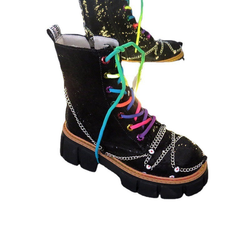 Locomotive Boots Ankle Boots Lace Up Shoes Trend