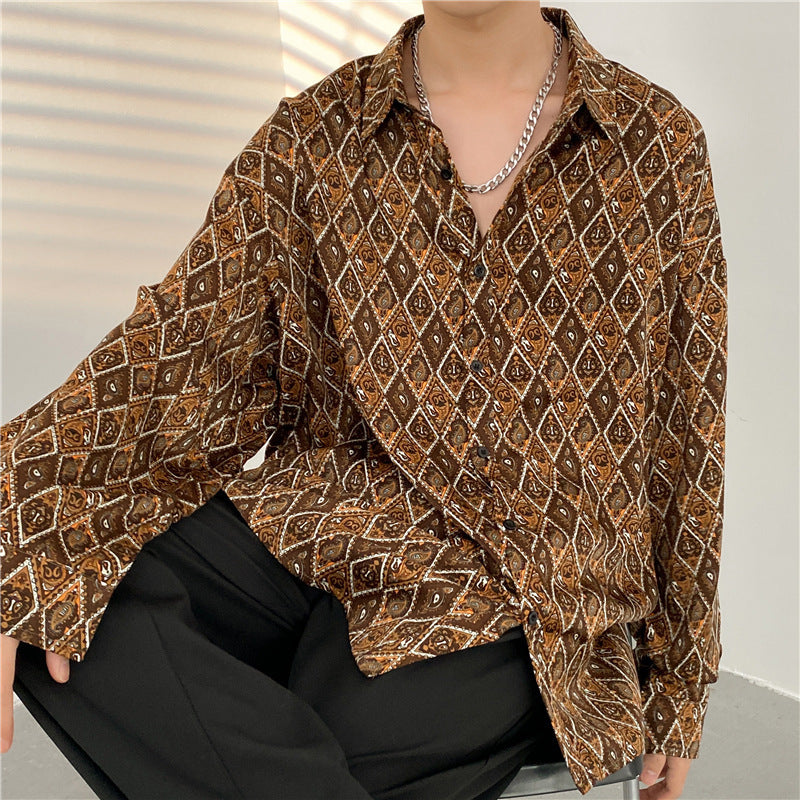 Loose Vintage Floral Shirt Long Sleeve