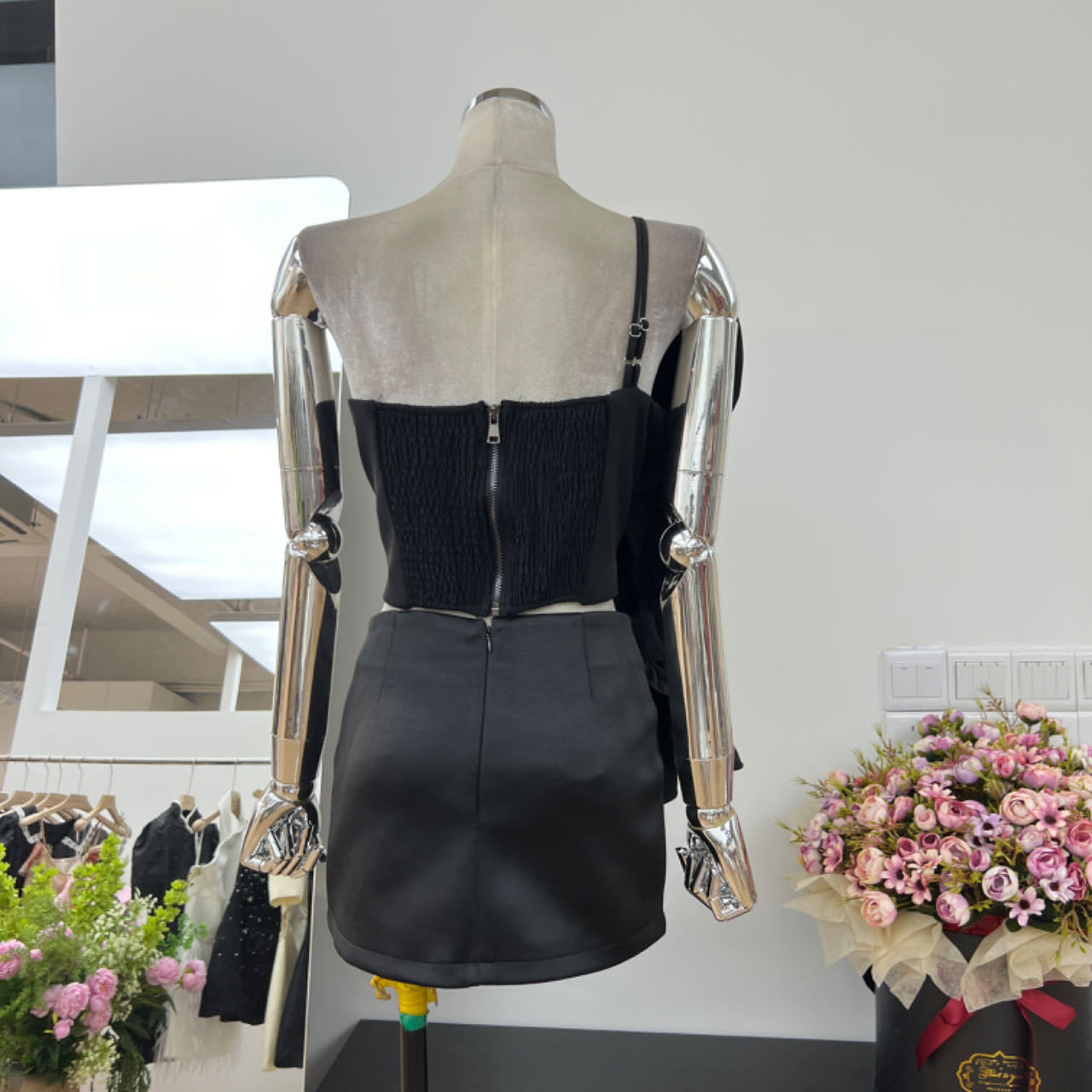 Street Shot Goddess Flower Ribbon One-shoulder Vest