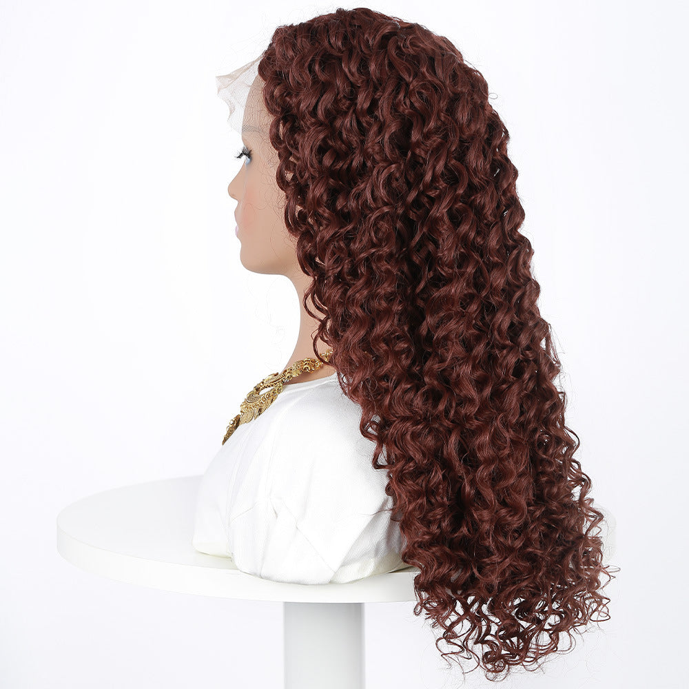 Fashion Front Lace Long Curls Wig Chemical Fiber Head Cover