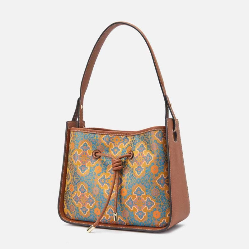 Light Luxury National Style Genuine Leather Underarm Bag Large Capacity