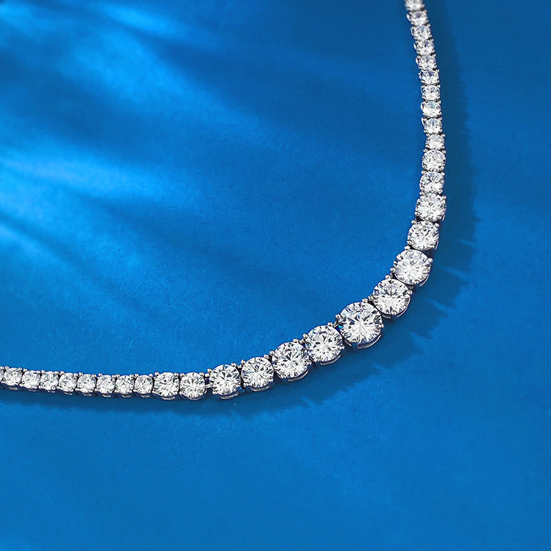 S925 Silver European And American Graceful And Fashionable Necklace Water Drop Round Diamond