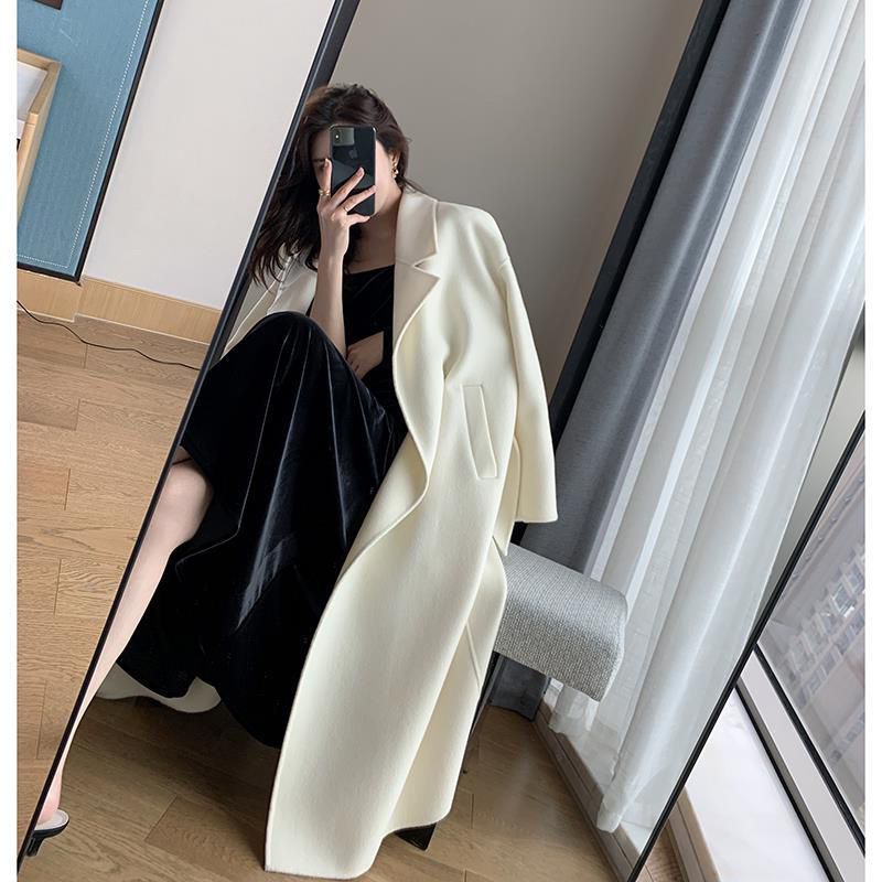 White Woolen Coat Women Autumn And Winter High-end Fashion Temperament In The Long And Small