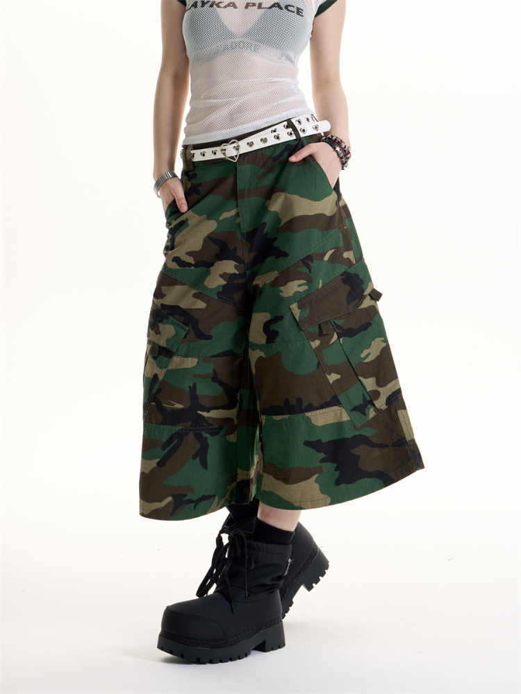Pantalon cargo camouflage simple style rétro américain