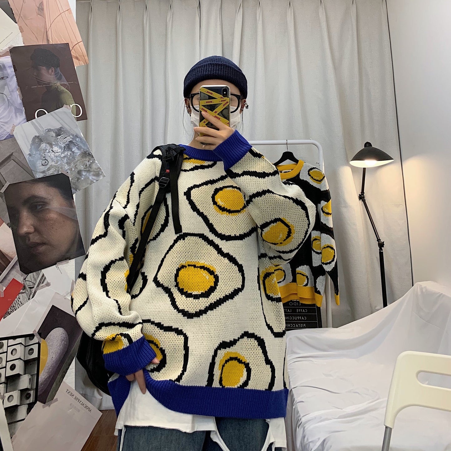 Pull imprimé œuf poché