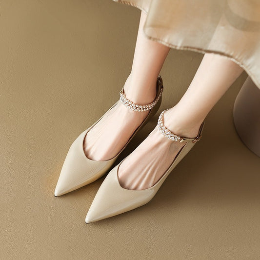 Chaussures de travail pointues à talons fins et péplum OL Temperament