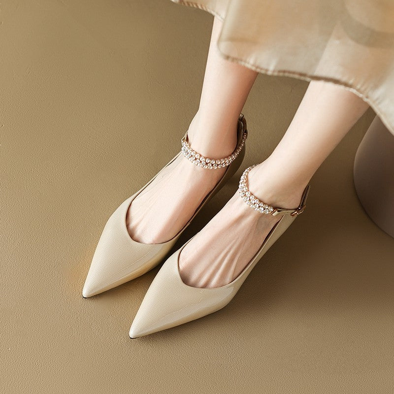 Chaussures de travail pointues à talons fins et péplum OL Temperament