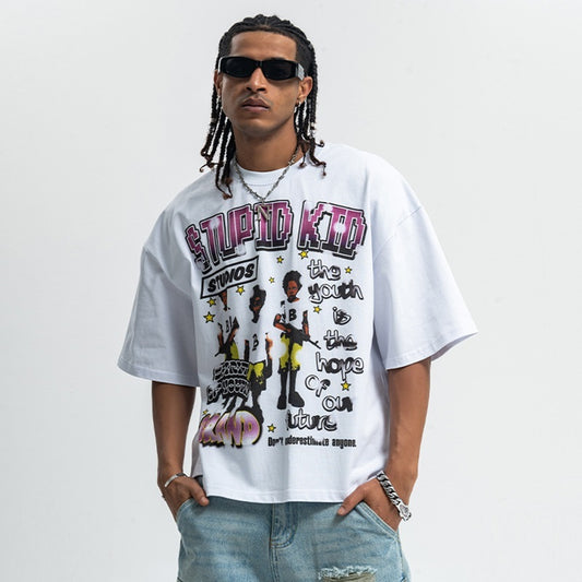 Original Street Short-sleeved T-shirt With Gun Printing