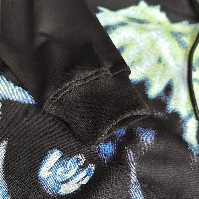 Hip Hop Thin Hooded Print Men's Sweatshirt