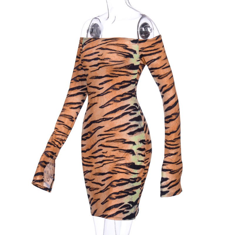 Tiger print fashion dress