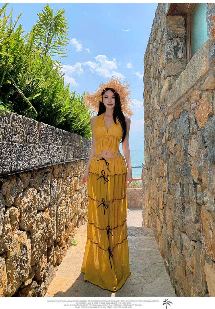 Ensemble jupe grande taille haute moulante dos nu lacée